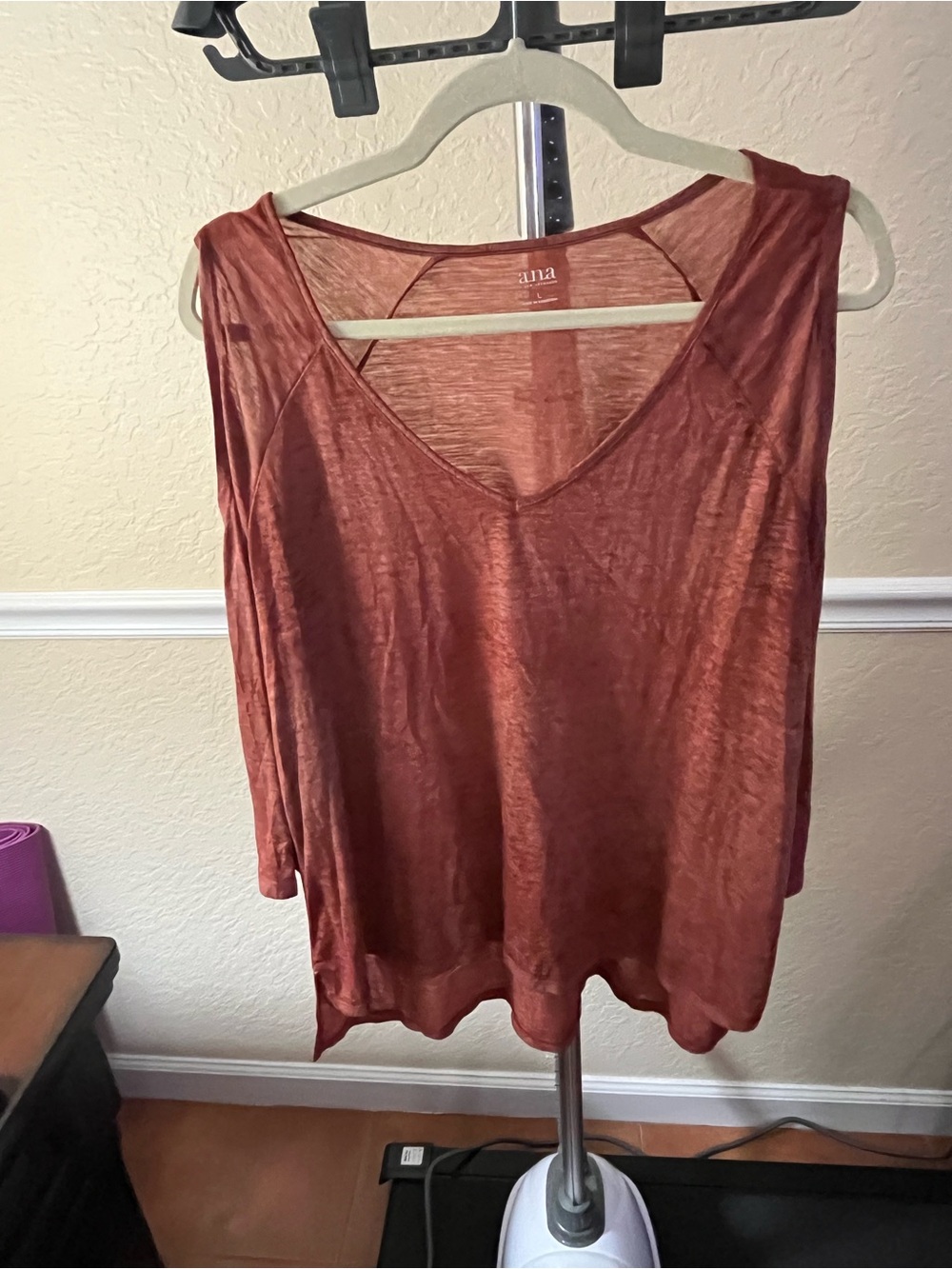 A.N.A Lightweight V-Neck Rust Sleeveless Top